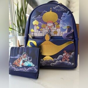 Loungefly Disney Aladdin Princess Jasmine Castle Mini Backpack & Wallet